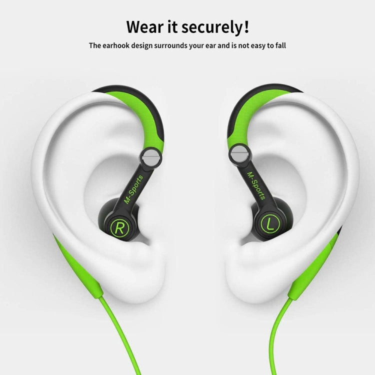 Mucro MB-232 Auriculares estéreo con cable y gancho para la oreja deportivos intrauditivos para correr y gimnasio, 3.5mm
