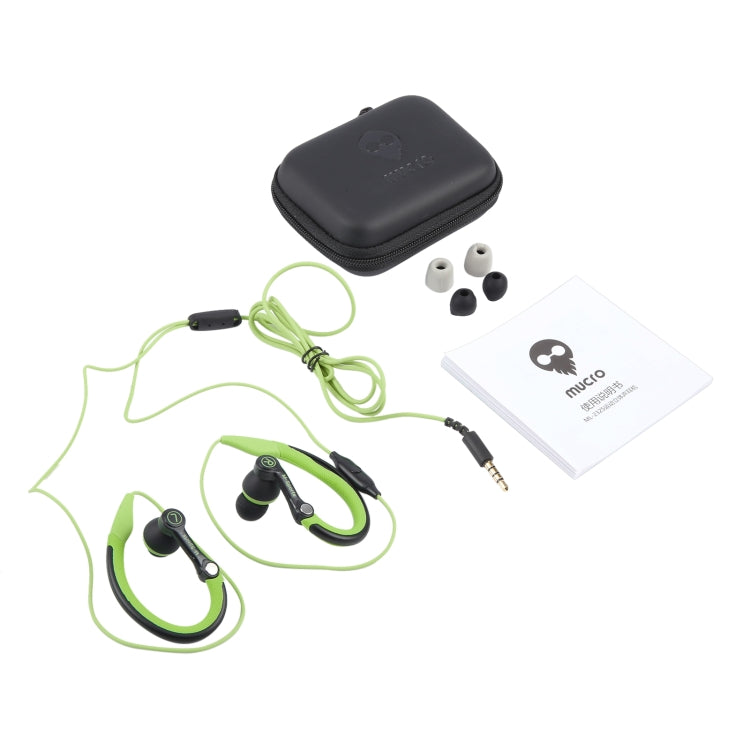 Mucro MB-232 Auriculares estéreo con cable y gancho para la oreja deportivos intrauditivos para correr y gimnasio, 3.5mm