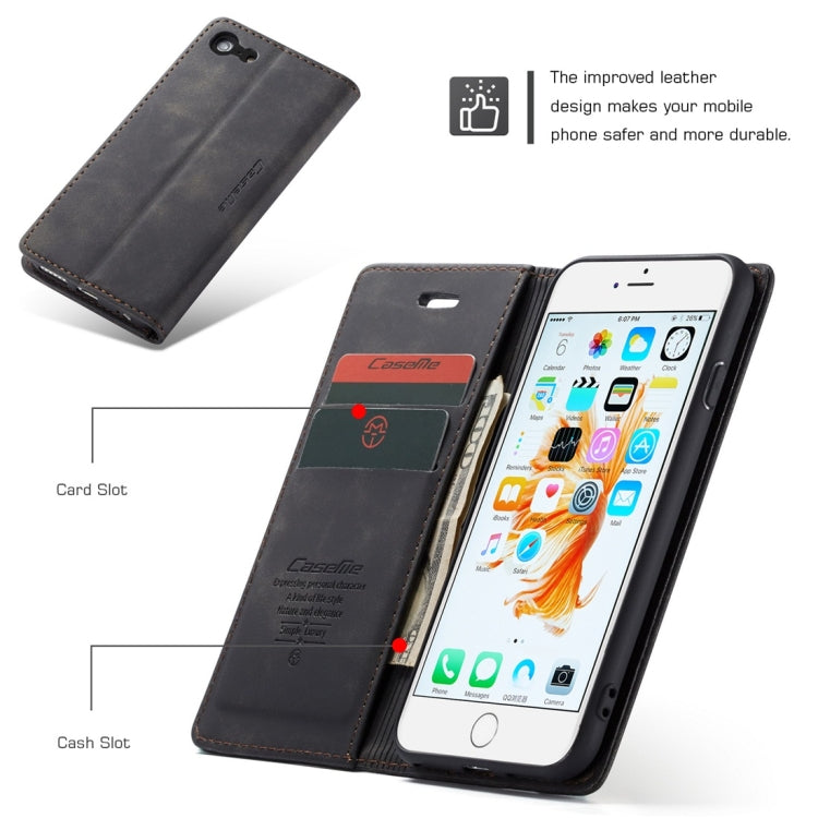 CaseMe-013 Funda de cuero con tapa horizontal esmerilada retro multifuncional para iPhone 6/6s, con ranura para tarjeta, soporte y billetera, For iPhone 6 / 6s