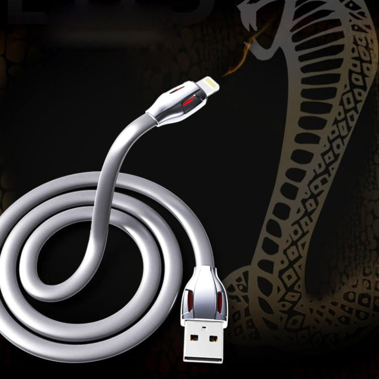 REMAX RC-035i Laser Series 1m 2.1A Cable cargador de sincronización de datos de 8 pines a USB con indicador LED, White, Gold