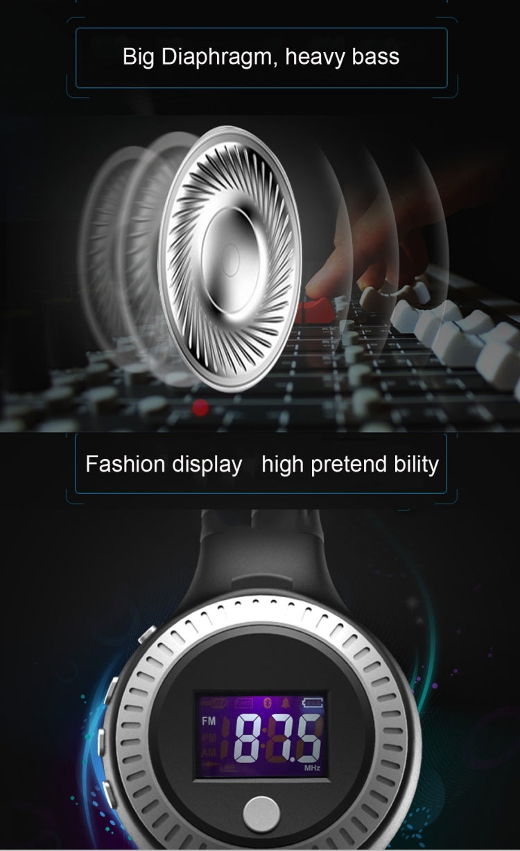 Zealot B19 Auriculares de música estéreo Bluetooth con diadema plegable y pantalla para iPhone, Galaxy, Huawei, Xiaomi, LG, HTC y otros teléfonos inteligentes