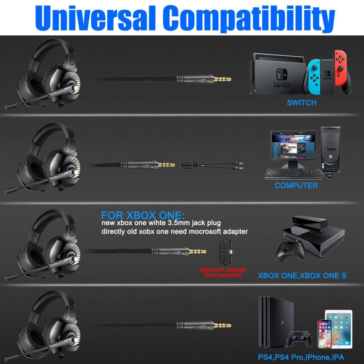 ONIKUMA K6 Auriculares estéreo envolventes para juegos con micrófono y luces RGB