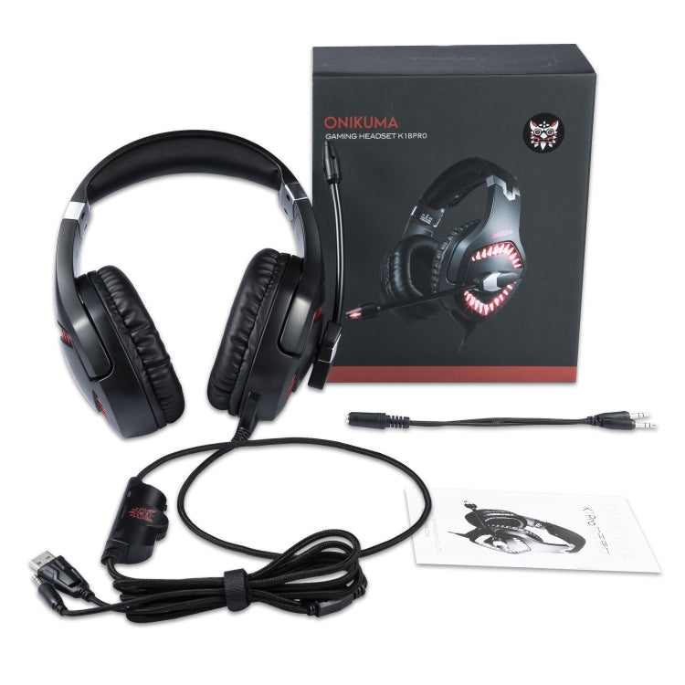 ONIKUMA K1 PRO Auriculares estéreo envolventes para juegos con micrófono y luces LED