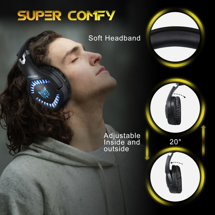 ONIKUMA K1 PRO Auriculares estéreo envolventes para juegos con micrófono y luces LED