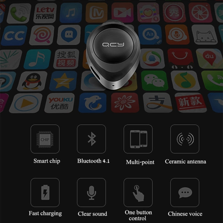 QCY J11 Auricular inalámbrico Bluetooth 4.1 de conducción universal con micrófono para teléfonos inteligentes u otros dispositivos Bluetooth, distancia efectiva de Bluetooth: 10 M