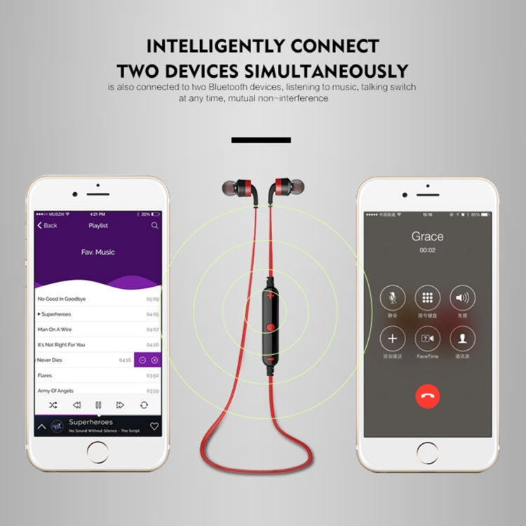 Auricular Bluetooth inalámbrico deportivo AWEI A960BL con control de cable, compatible con llamadas manos libres