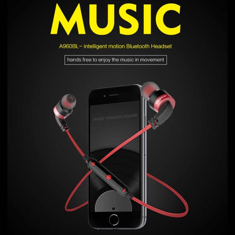Auricular Bluetooth inalámbrico deportivo AWEI A960BL con control de cable, compatible con llamadas manos libres