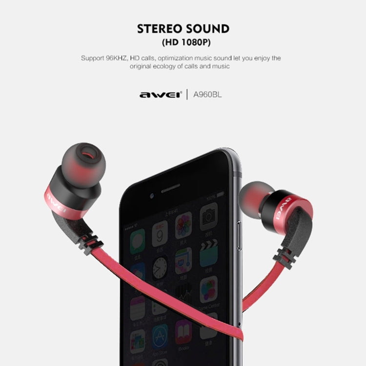 Auricular Bluetooth inalámbrico deportivo AWEI A960BL con control de cable, compatible con llamadas manos libres
