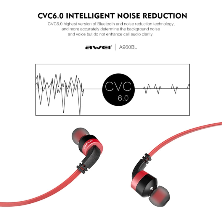Auricular Bluetooth inalámbrico deportivo AWEI A960BL con control de cable, compatible con llamadas manos libres