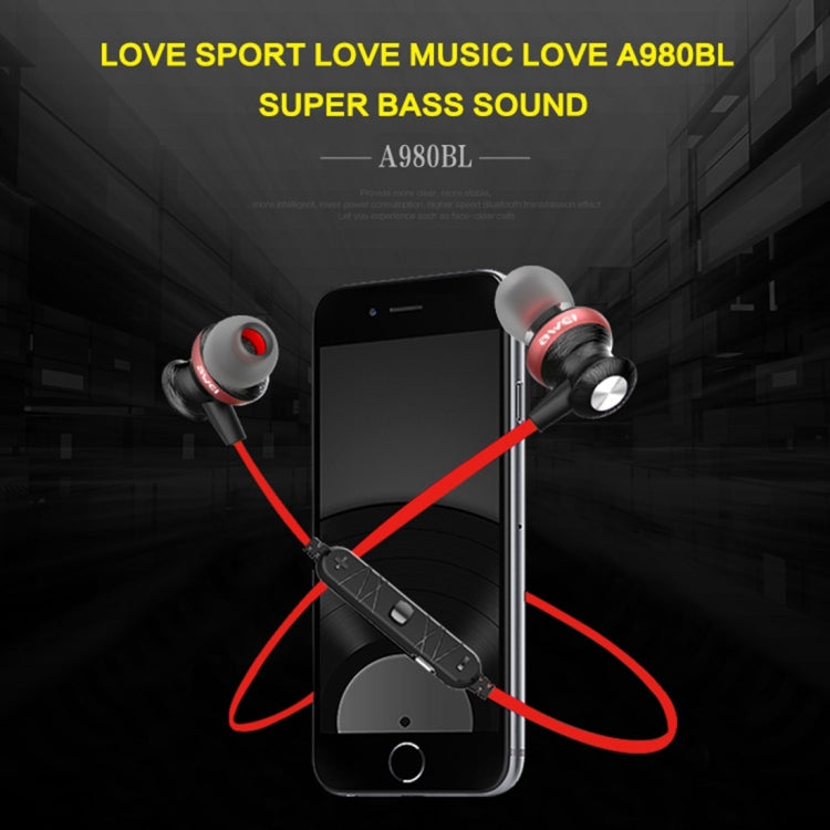 Auricular Bluetooth magnético deportivo inalámbrico AWEI A980BL con control de cable, compatible con llamada manos libres