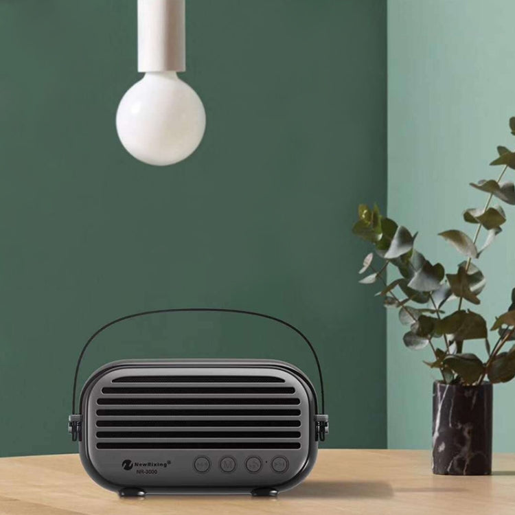 NewRixing NR-3000 elegante altavoz Bluetooth para el hogar con función de llamada manos libres, compatible con tarjeta TF, USB, FM y AUX