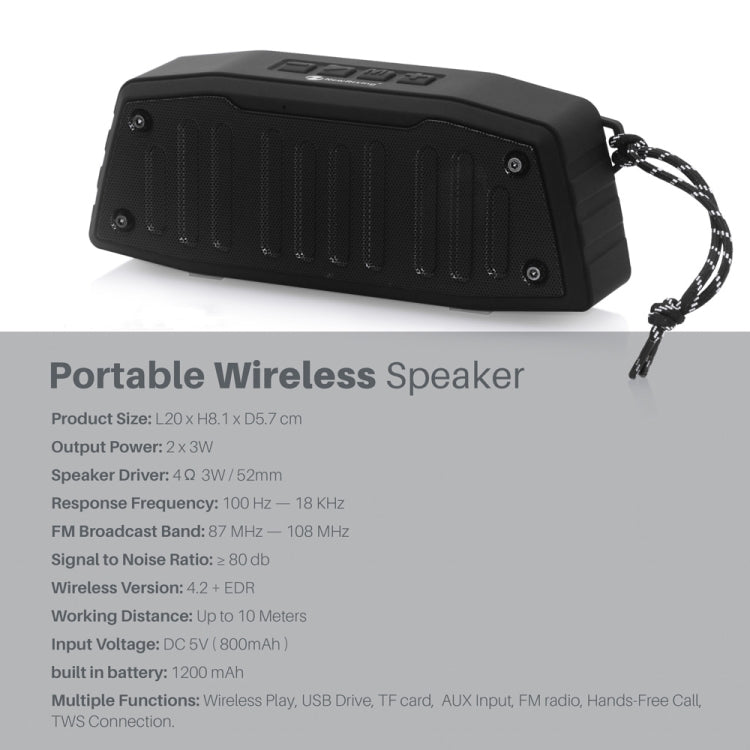NewRixing NR-4019 Altavoz Bluetooth portátil para exteriores con función de llamada manos libres, compatible con tarjeta TF, USB, FM y AUX