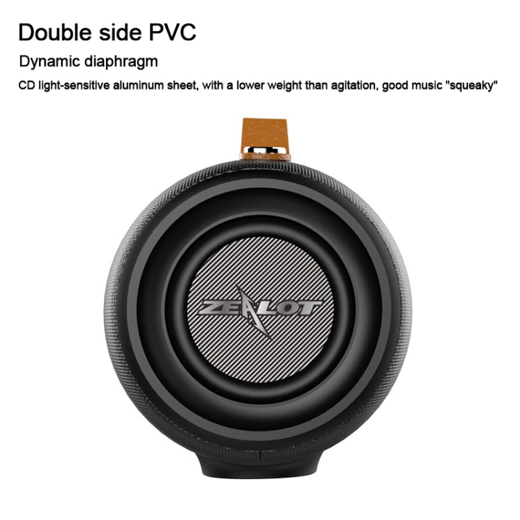 ZEALOT S27 Altavoz Bluetooth inalámbrico de graves multifuncional, micrófono incorporado, compatible con llamadas Bluetooth, tarjeta AUX y TF y altavoces de 1x93 mm + 2x66 mm, S27