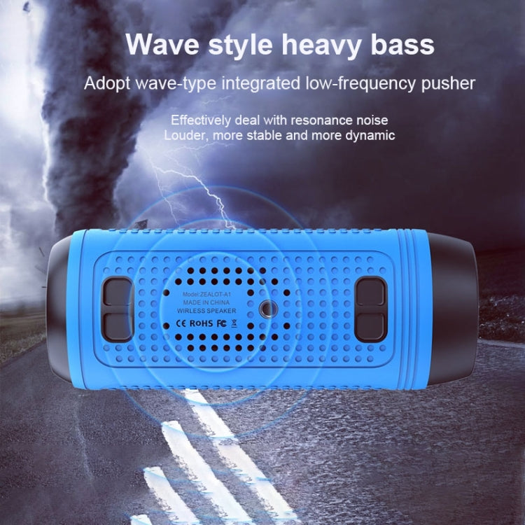 ZEALOT A1 Altavoz Bluetooth inalámbrico de graves multifuncional, micrófono incorporado, compatible con llamadas Bluetooth, tarjeta AUX, TF y luces LED