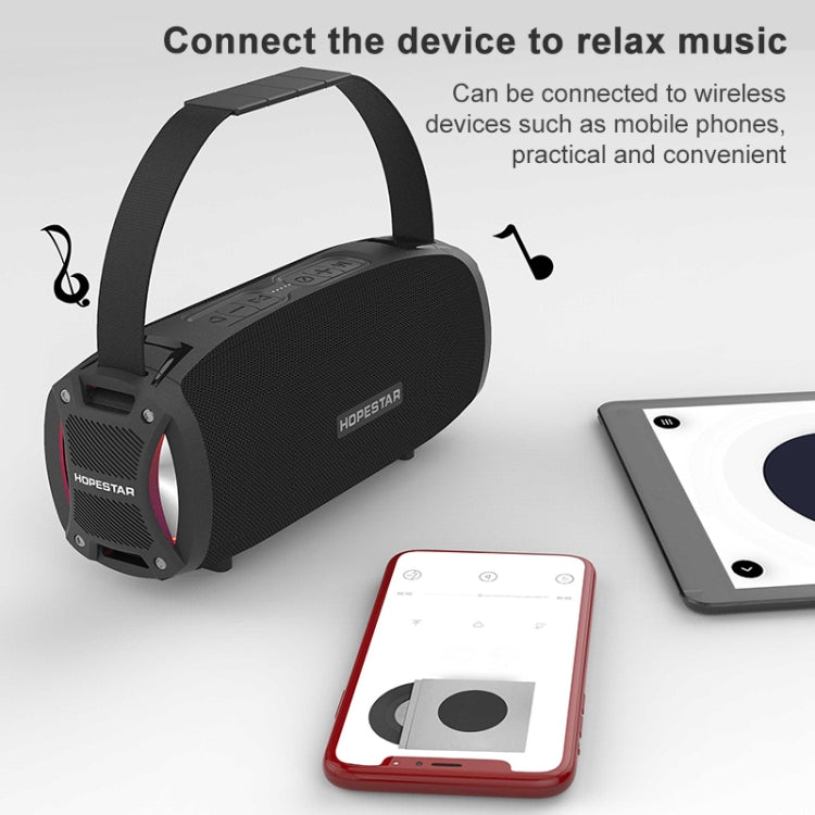 HOPESTAR H24 Pro TWS Altavoz Bluetooth portátil con textura tejida impermeable para exteriores con luz rítmica, compatible con llamadas manos libres, disco U, tarjeta TF y AUX y FM de 3,5 mm, H24 Pro Black, H24 Pro Grey, H24 Pro Blue, H24 Pro Red