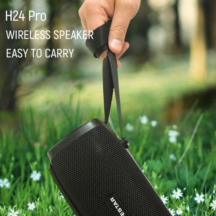 HOPESTAR H24 Pro TWS Altavoz Bluetooth portátil con textura tejida impermeable para exteriores con luz rítmica, compatible con llamadas manos libres, disco U, tarjeta TF y AUX y FM de 3,5 mm, H24 Pro Black, H24 Pro Grey, H24 Pro Blue, H24 Pro Red
