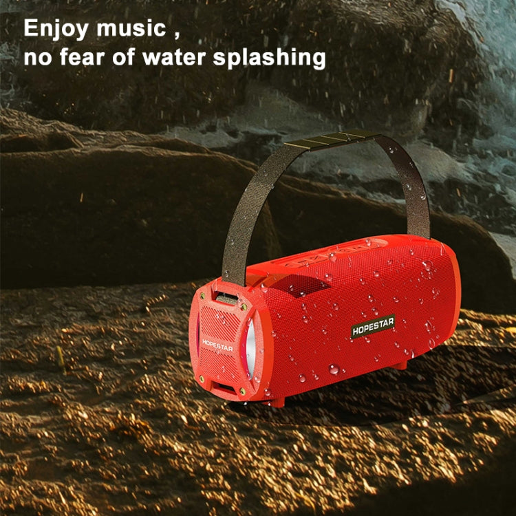 HOPESTAR H24 Pro TWS Altavoz Bluetooth portátil con textura tejida impermeable para exteriores con luz rítmica, compatible con llamadas manos libres, disco U, tarjeta TF y AUX y FM de 3,5 mm, H24 Pro Black, H24 Pro Grey, H24 Pro Blue, H24 Pro Red
