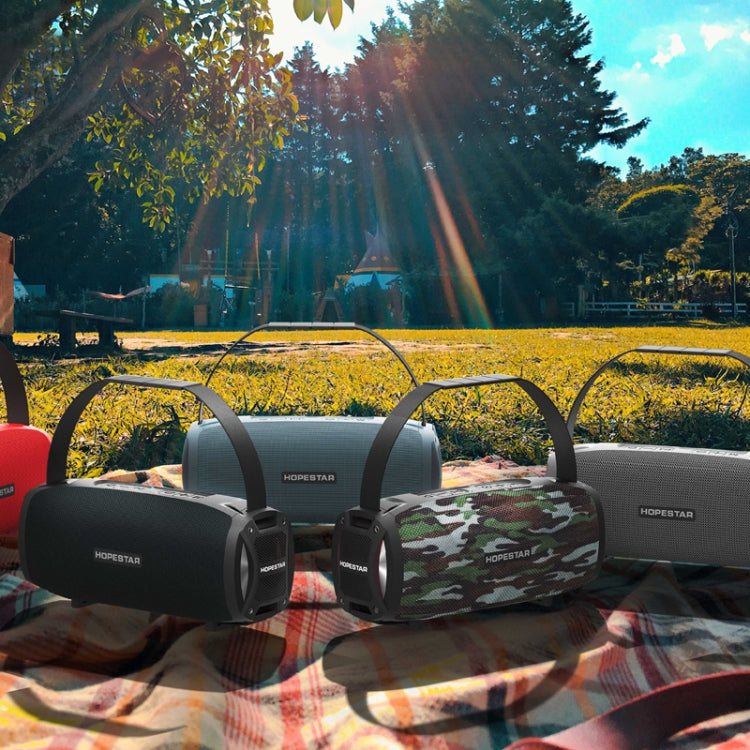 HOPESTAR H24 Pro TWS Altavoz Bluetooth portátil con textura tejida impermeable para exteriores con luz rítmica, compatible con llamadas manos libres, disco U, tarjeta TF y AUX y FM de 3,5 mm, H24 Pro Black, H24 Pro Grey, H24 Pro Blue, H24 Pro Red