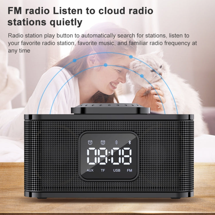 Wei Y332 Altavoz Bluetooth 5.0 con carga inalámbrica, compatible con llamadas de voz manos libres