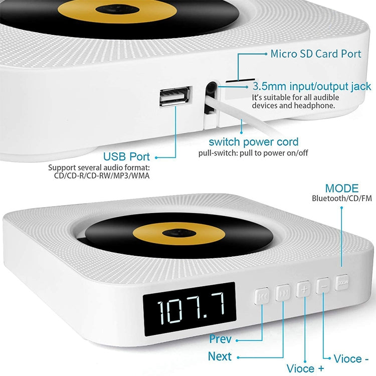 El reproductor de CD portátil con altavoz Bluetooth y pantalla digital de segunda generación con control remoto, Digital Display