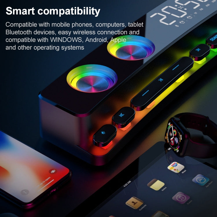 SOAIY SH39 Efecto de iluminación de espectro colorido + Botones mecánicos + Alarma de reloj + Batería Altavoz Bluetooth para juegos en casa de escritorio, Deluxe Edition
