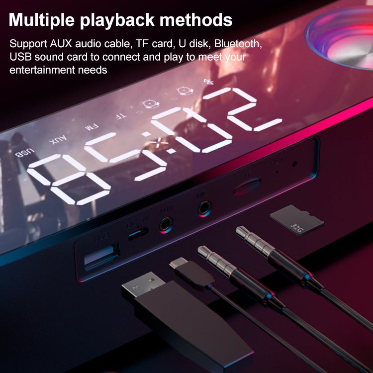 SOAIY SH39 Efecto de iluminación de espectro colorido + Botones mecánicos + Alarma de reloj + Batería Altavoz Bluetooth para juegos en casa de escritorio, Deluxe Edition