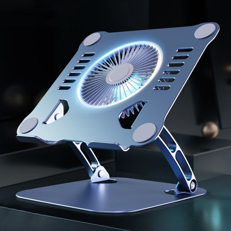 R-JUST HZ22 Ventilador de escritorio de doble propósito Soporte para computadora portátil de aleación de aluminio con luz, HZ22 (Tarnish), HZ22 (Silver)