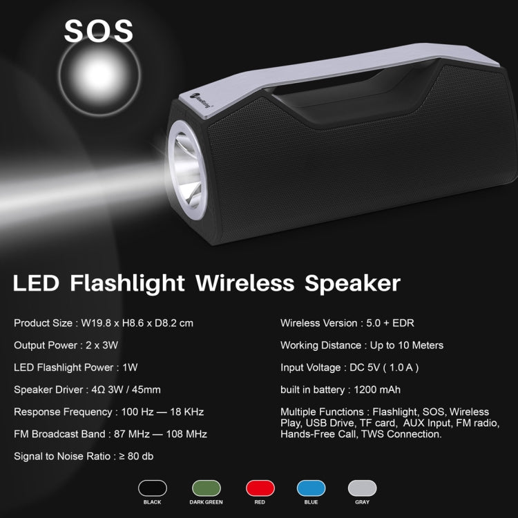 NewRixing NR-2028 Altavoz estéreo inalámbrico Bluetooth con iluminación portátil compatible con altavoz de función TWS