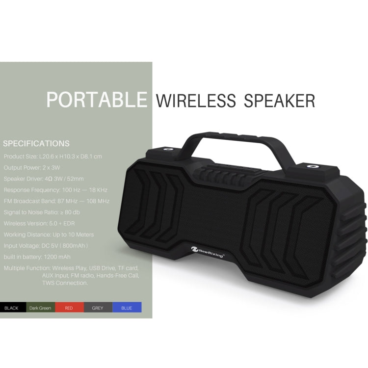 Altavoz estéreo Bluetooth inalámbrico portátil NewRixing NR-2029 compatible con función TWS