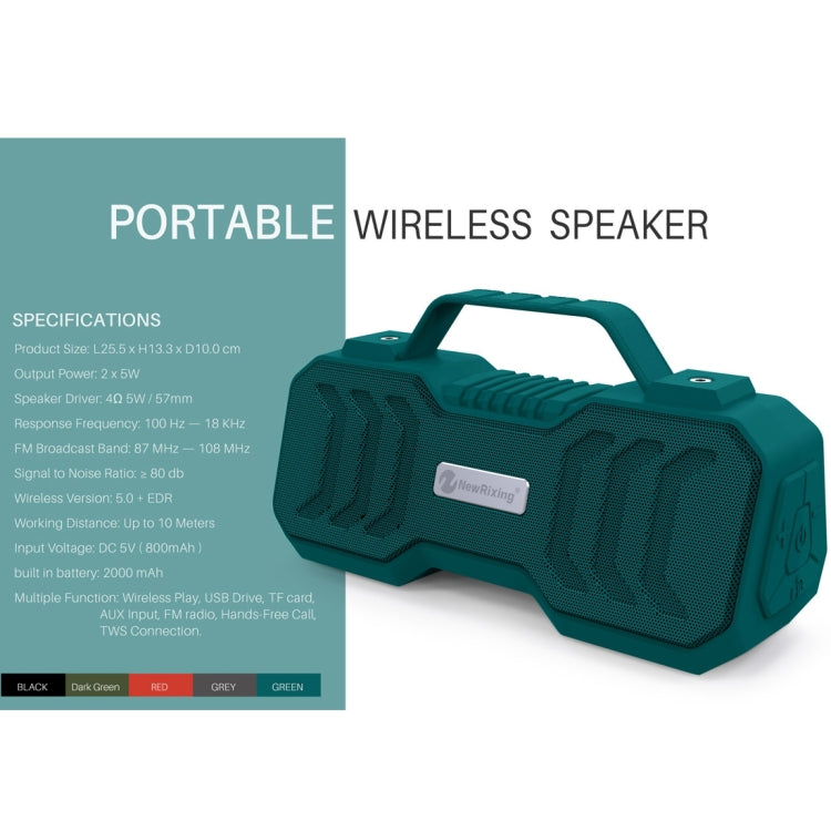 NewRixing NR-4500 Altavoz estéreo Bluetooth inalámbrico portátil compatible con altavoz con función TWS/FM
