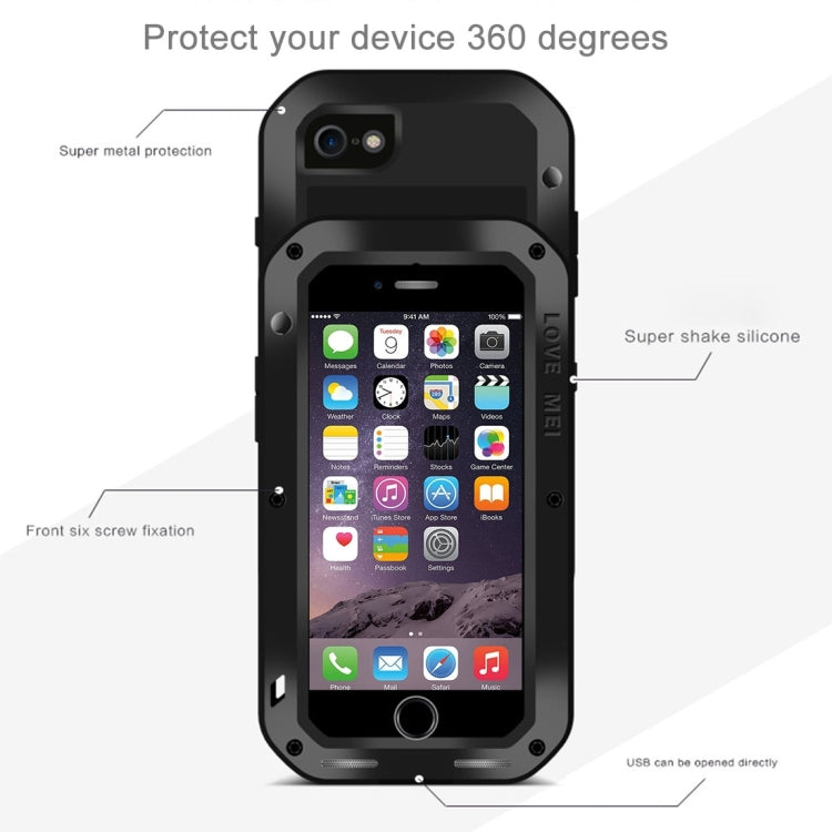 LOVE MEI para iPhone 7 Funda protectora de metal antideslizante profesional y potente a prueba de polvo y golpes