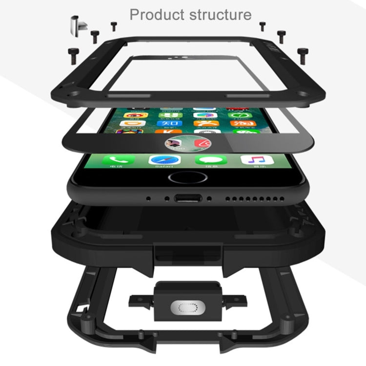 LOVE MEI para iPhone 7 Funda protectora de metal antideslizante profesional y potente a prueba de polvo y golpes
