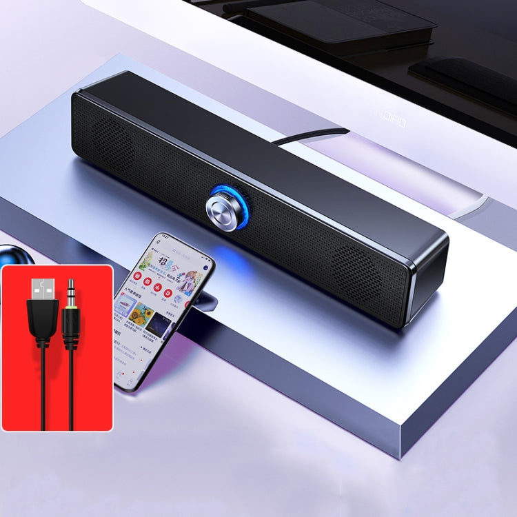 YINDIAO A36 Altavoz con cable para computadora con subwoofer inteligente, versión mini con botón giratorio, Rotary Button Mini Version (Black)