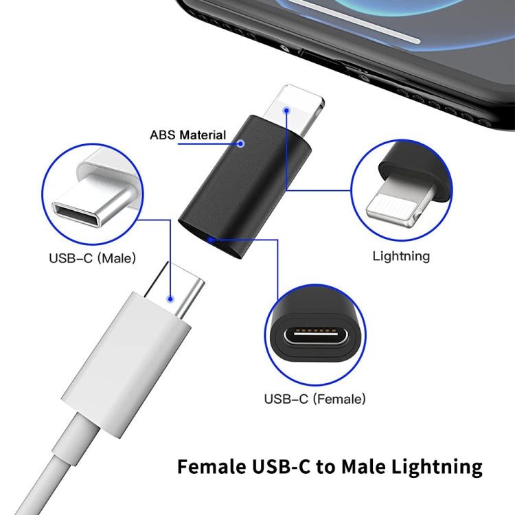 ENKAY Hat-Prince HC-6 Mini ABS USB-C / Type-C Adaptador de conector de puerto de 3.1 a 8 pines (blanco), Black, Type-C to 8 Pin