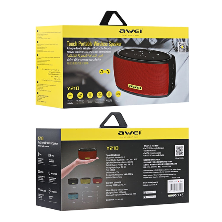Wei Y210 Altavoz Bluetooth inalámbrico portátil V4.2 con graves mejorados, compatible con tarjeta NFC/TF/AUX, Y210