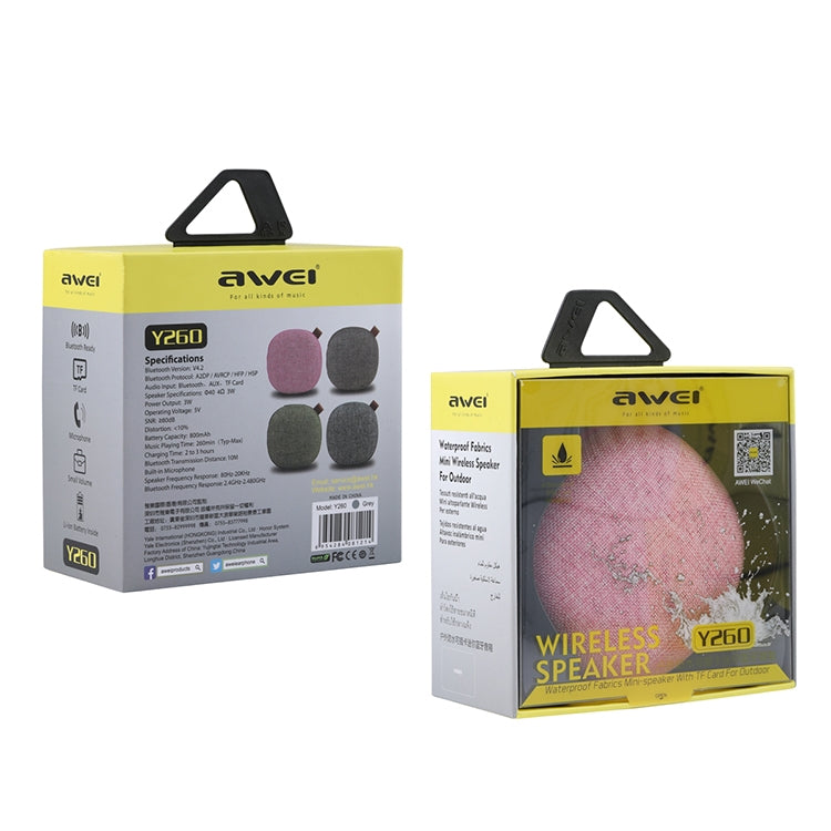 Wei Y260 Mini altavoz inalámbrico portátil Bluetooth IPX4 resistente al agua, micrófono incorporado, compatible con tarjeta TF, Y260
