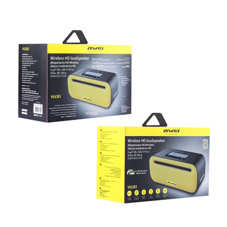 Altavoz Bluetooth inalámbrico Wei Y600 con estéreo 3D, micrófono incorporado, compatible con tarjeta TF/AUX/NFC, Y600