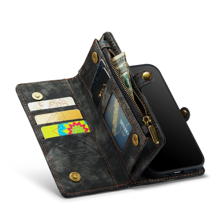 CaseMe para iPhone 8 y 7 Cartera de cuero multifuncional con funda protectora trasera de PC magnética desmontable y soporte y 10 ranuras para tarjetas y 3 ranuras para efectivo y 1 billetera con cremallera y 2 marcos de fotos y 3 cierres magnéticos    ...