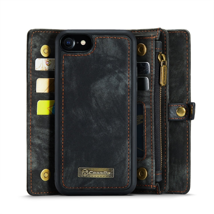 CaseMe para iPhone 8 y 7 Cartera de cuero multifuncional con funda protectora trasera de PC magnética desmontable y soporte y 10 ranuras para tarjetas y 3 ranuras para efectivo y 1 billetera con cremallera y 2 marcos de fotos y 3 cierres magnéticos    ...