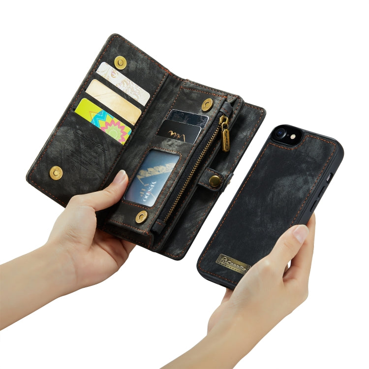 CaseMe para iPhone 8 y 7 Cartera de cuero multifuncional con funda protectora trasera de PC magnética desmontable y soporte y 10 ranuras para tarjetas y 3 ranuras para efectivo y 1 billetera con cremallera y 2 marcos de fotos y 3 cierres magnéticos    ...