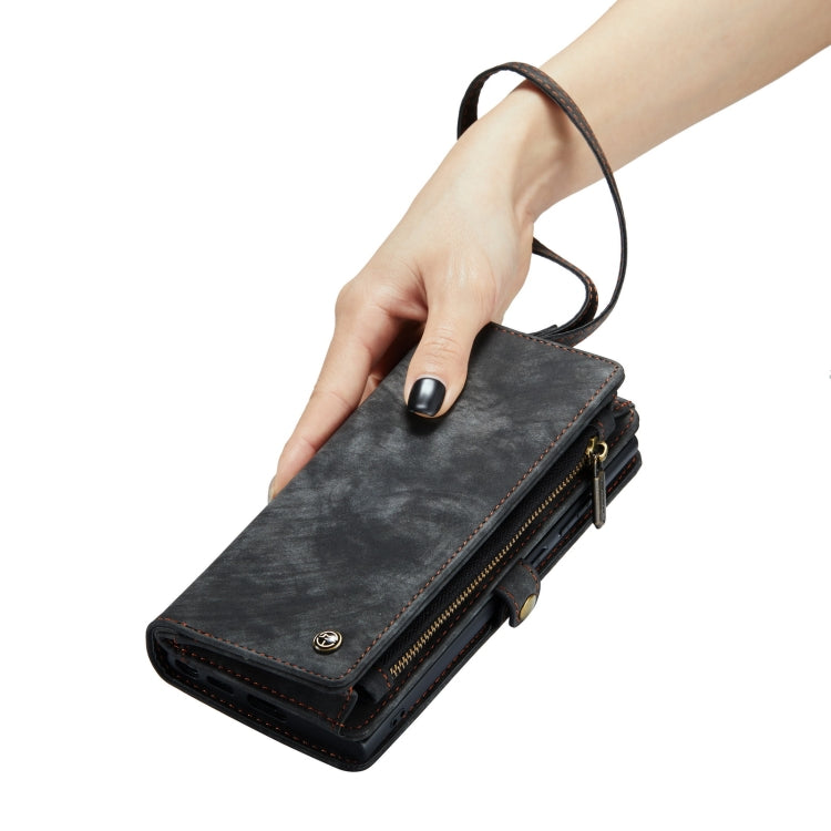 CaseMe para iPhone 8 Plus y 7 Plus Cartera de cuero multifuncional con funda protectora trasera de PC magnética desmontable y soporte y 11 ranuras para tarjetas y 3 ranuras para efectivo y 1 billetera con cremallera y 2 marcos de fotos y 3 cierres magn...
