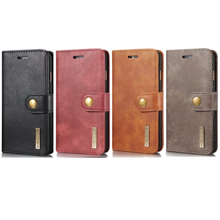 DG.MING para iPhone 8 y 7 Crazy Horse Texture Funda protectora magnética desmontable con tapa horizontal con soporte, ranuras para tarjetas y billetera, iPhone 8 & 7
