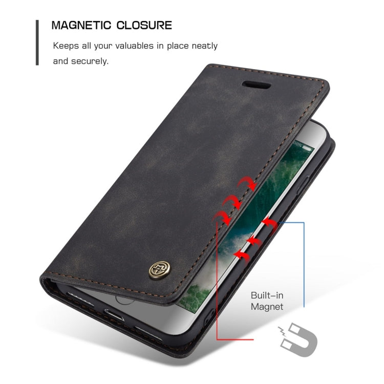 CaseMe-013 Funda de cuero con tapa horizontal esmerilada retro multifuncional para iPhone 7/8, con ranura para tarjeta, soporte y billetera, For iPhone 7 / 8