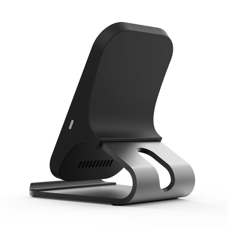 HAMTOD M5 15W Diseño inteligente de doble bobina Qi Soporte estándar Cargador inalámbrico con luz indicadora, compatible con carga rápida, M5 Black, M5 Silver