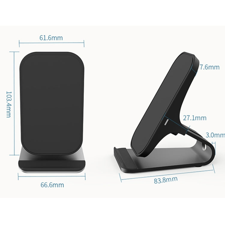 HAMTOD M5 15W Diseño inteligente de doble bobina Qi Soporte estándar Cargador inalámbrico con luz indicadora, compatible con carga rápida, M5 Black, M5 Silver