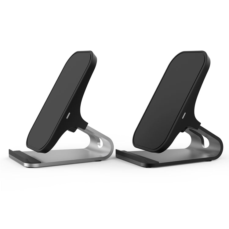 HAMTOD M5 15W Diseño inteligente de doble bobina Qi Soporte estándar Cargador inalámbrico con luz indicadora, compatible con carga rápida, M5 Black, M5 Silver