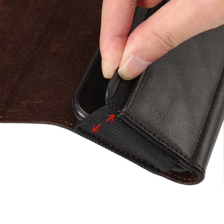 Banda elástica de piel de cordero para hombre, funda de cuero con cintura colgante Universal para teléfono móvil de 4,8 pulgadas con ranura para tarjeta