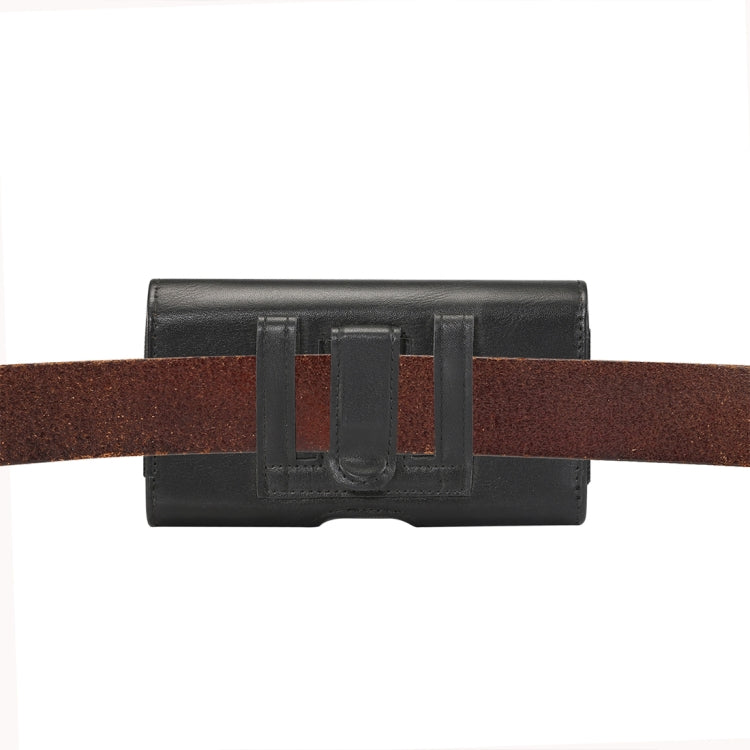 Banda elástica de piel de cordero para hombre, funda de cuero con cintura colgante Universal para teléfono móvil de 4,8 pulgadas con ranura para tarjeta