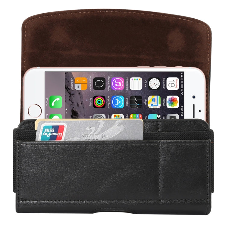 Banda elástica de piel de cordero para hombre, funda de cuero con cintura colgante Universal para teléfono móvil de 4,8 pulgadas con ranura para tarjeta