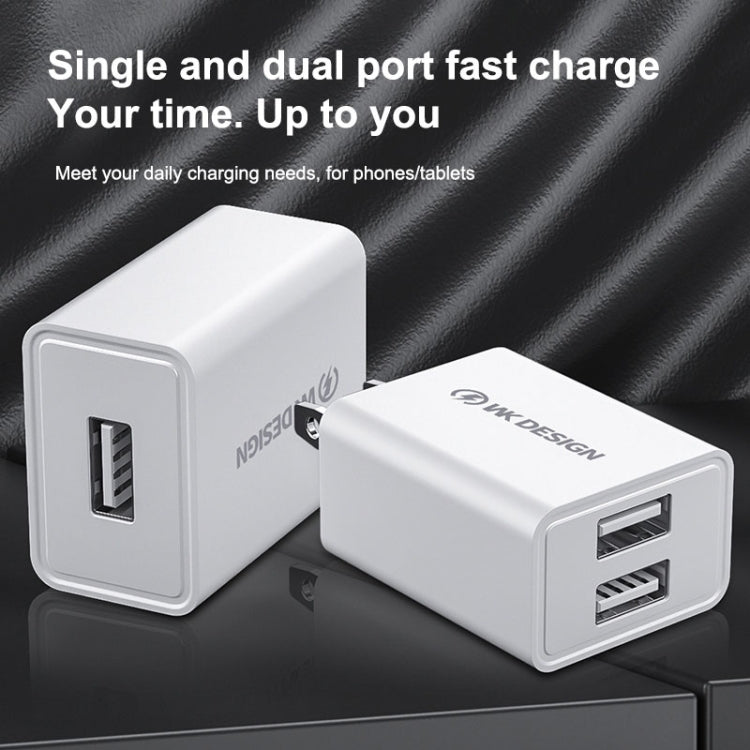 WK WP-U118 Adaptador de corriente para cargador de viaje con puerto USB único de 10 W, enchufe de EE. UU., WP-U118 US Plug